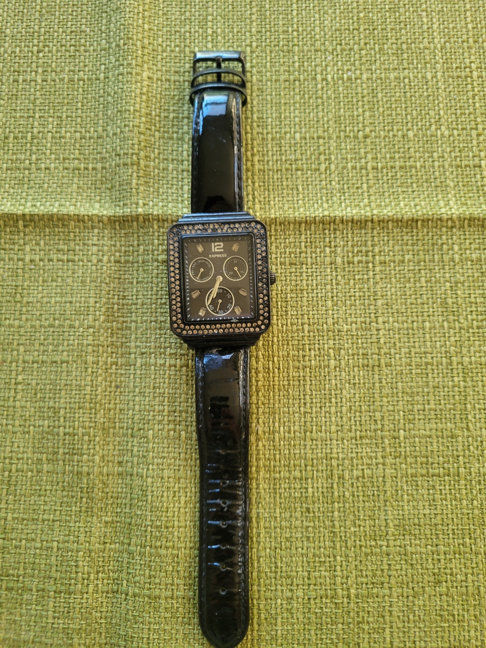 Express Black Crystal-Trim Rectangular Watch - Picture 2 of 2